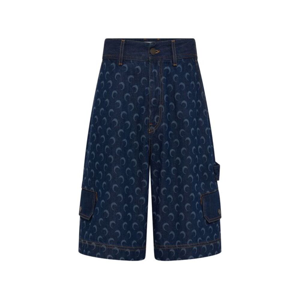 Marine Serre Men Moon Denim Bermuda Shorts